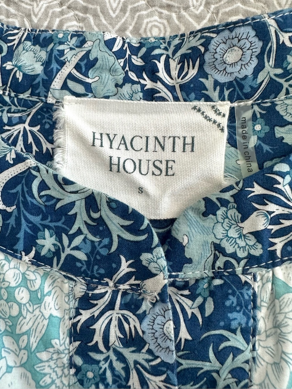 Tuckernuck Hyacinth House Gracelynn Tunic Dress Blue Aqua Floral Print Size S - Picture 6 of 12